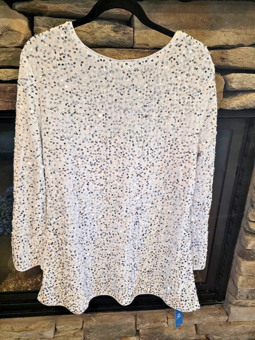 Cupshe Sequin Dress in White & Silver Size Large NWT